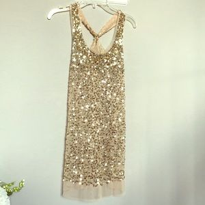 Gold sequin tank top